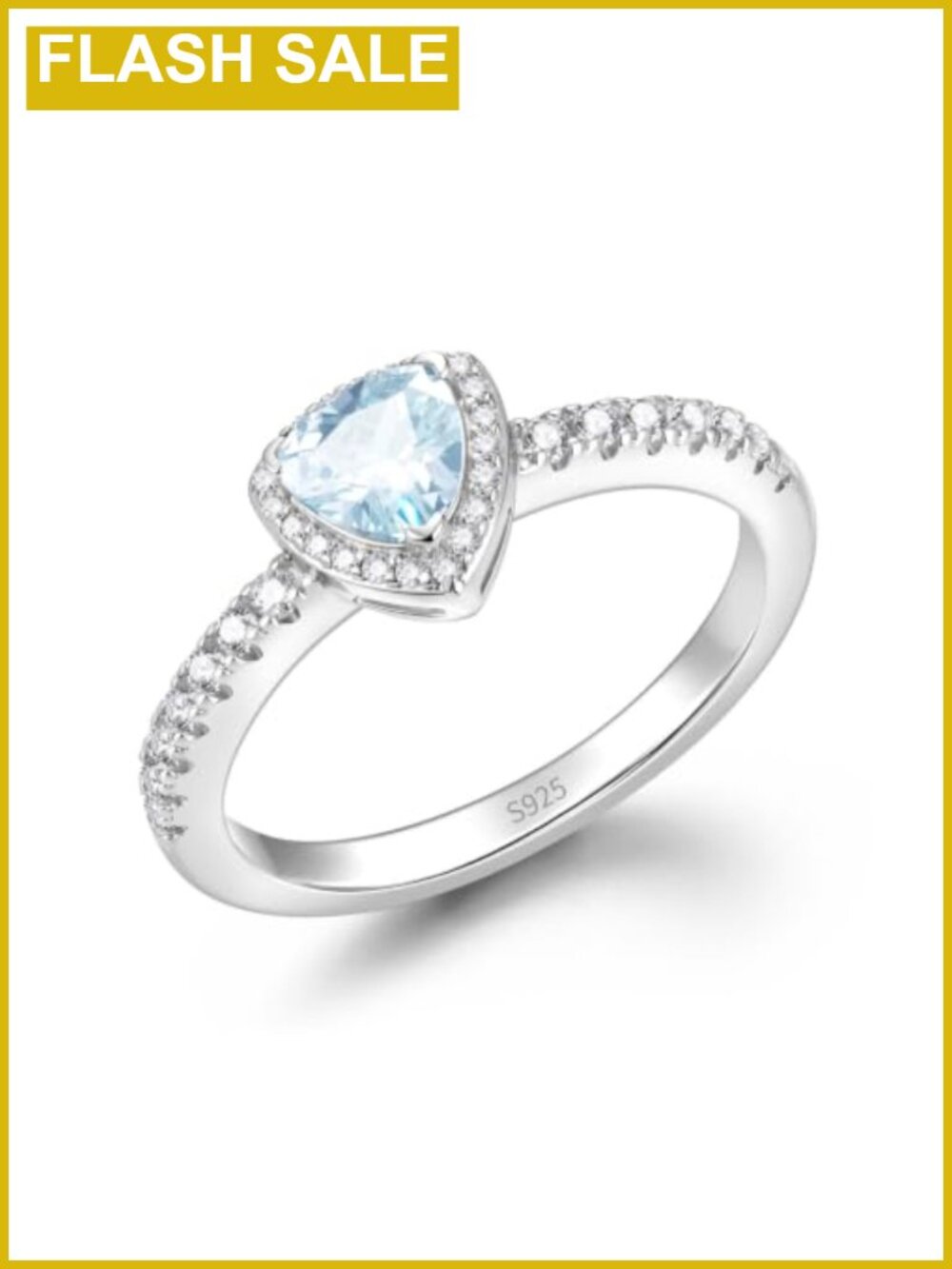 925 Sterling Silver Solitaire Birthstone Ring Triangle Gemstone Promise